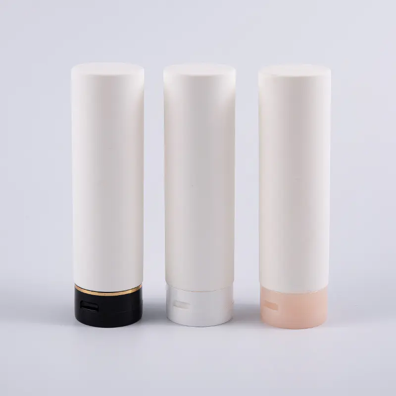 Valkoinen Soft Touch Pyöreä Käänteinen 180 ml PE Hiushoitoaine Puhdistuspullo, Flip Top Cap