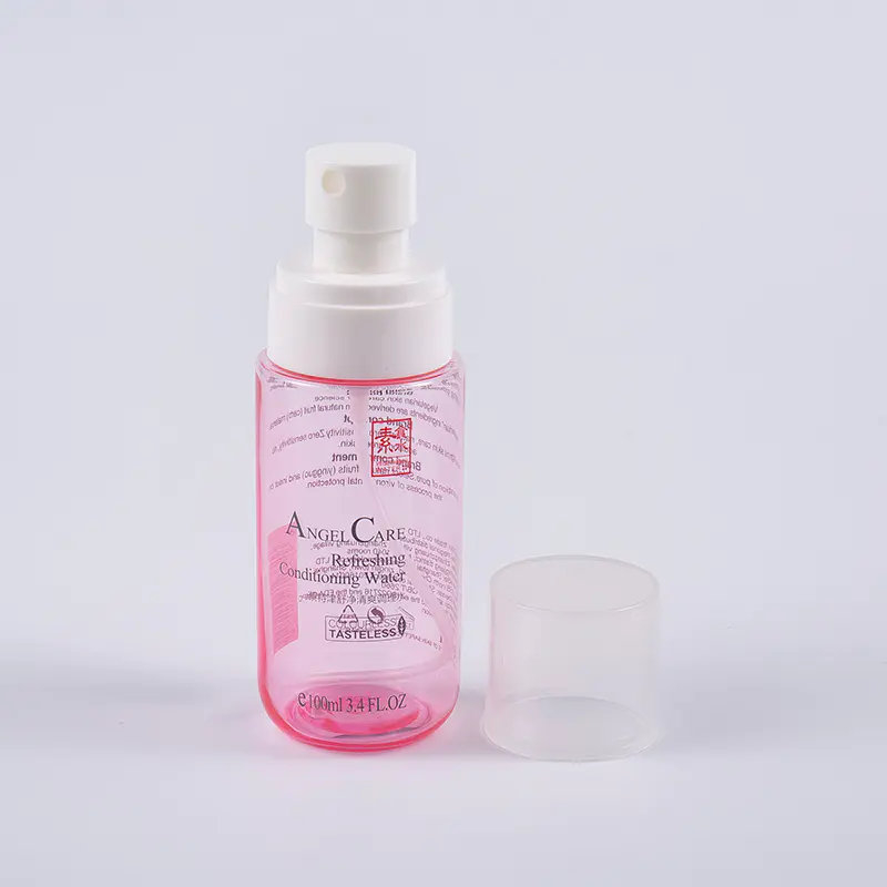 100 ml läpinäkyvät vaaleanpunaiset kasvovesipullot