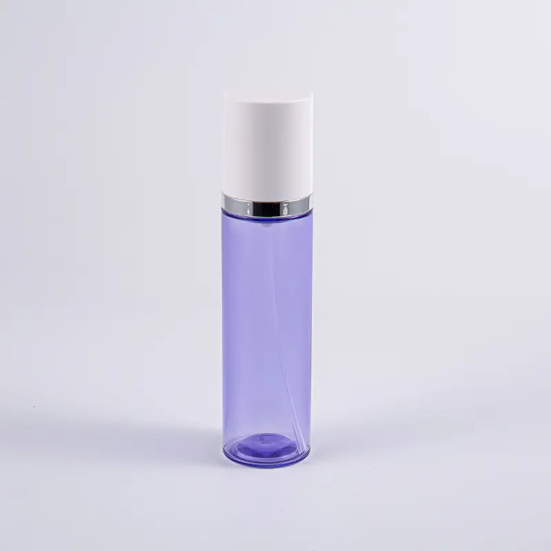 Purppuranvärinen 35 ml:n pyöreä seerumipullo alumiinipumpulla