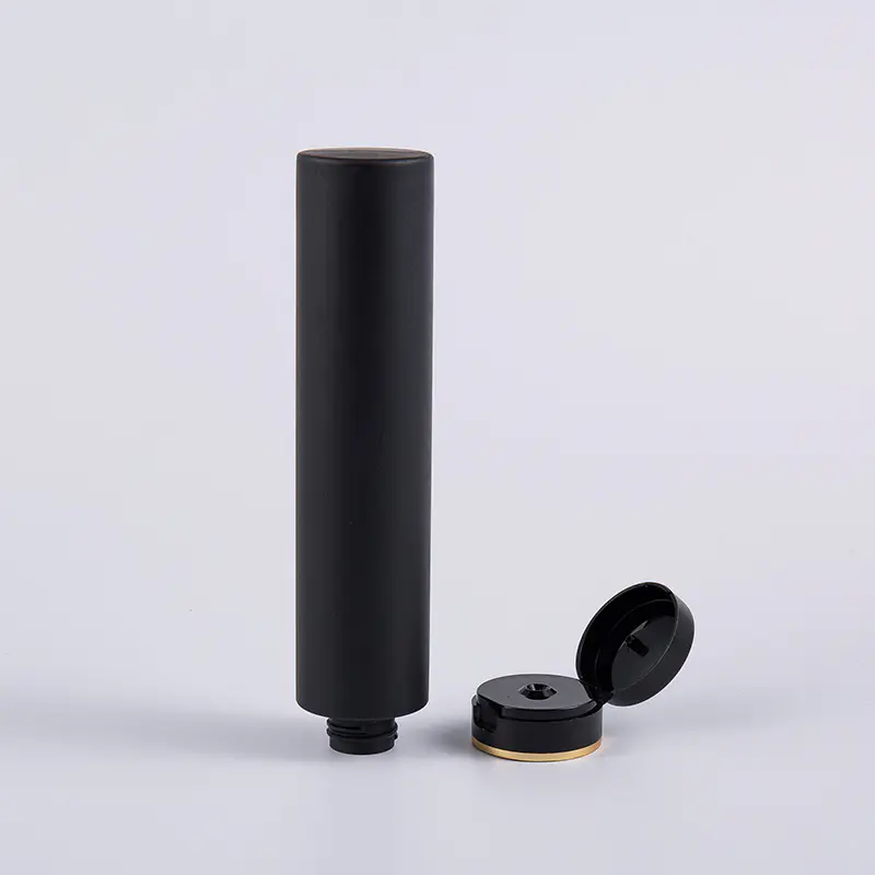Musta Soft Touch Pyöreä Käänteinen 250 ml PE Hiushoitoaine Puhdistuspullo, Flip Top Cap